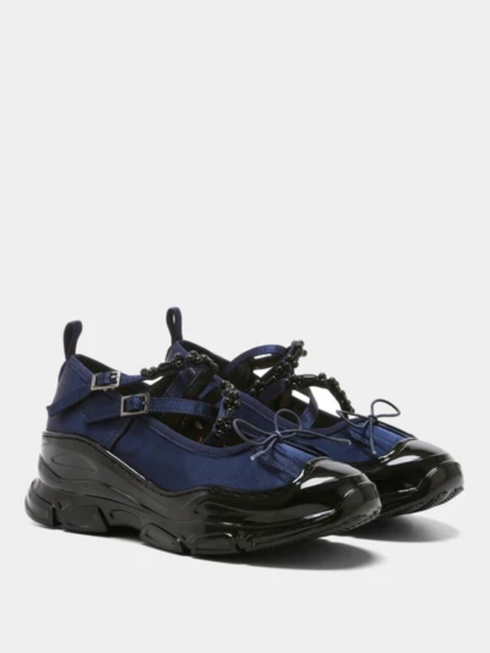 Double Zero Navy Blue Satin Ballet Sneakers - Picture 3 of 11
